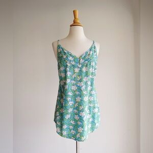 CABI Cottonwood Vine Tank Top | Blue Floral Sleeveless Blouse Medium
